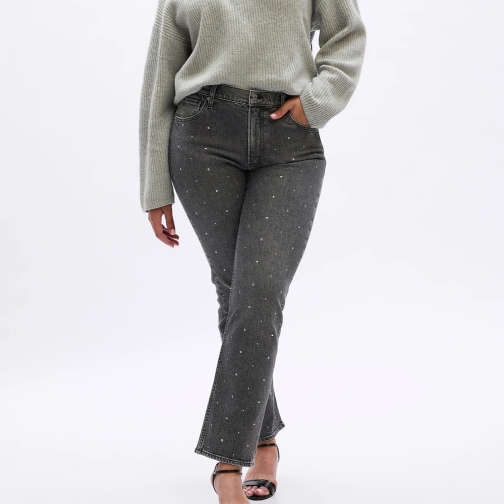 GAP Gray Straight Leg Rhinestone Jeans size 34R